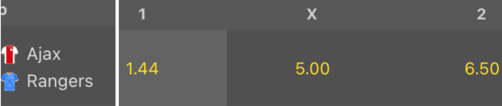 Odds Ajax - Rangers