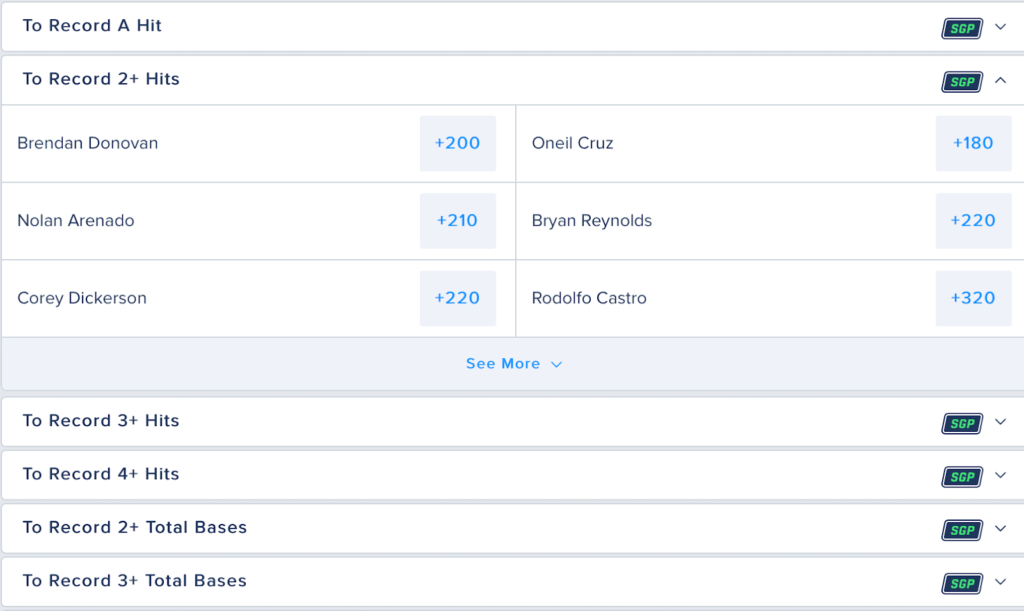 Sprtsbook Prop bets