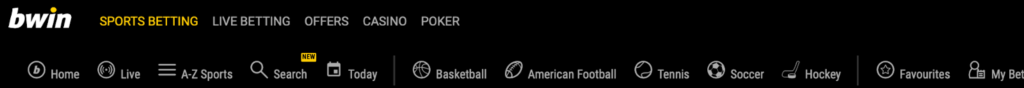 bwin website menu